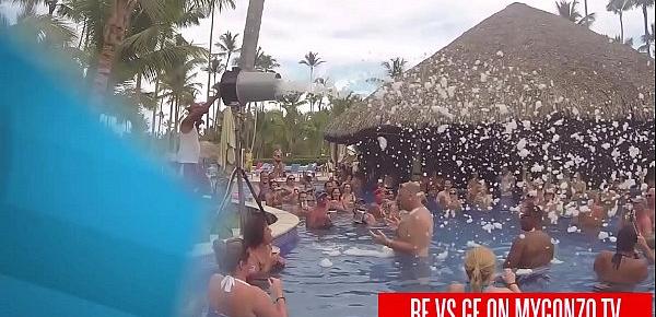  Boyfriend VS Girlfriend Titus Steel vs Jasmine Rouge Have Public Sex During A Punta Cana Foam Swimming Pool Party